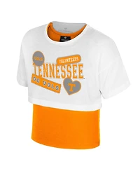 Colosseum Big Girls White Tennessee Volunteers Gale Cropped 2Fer Top