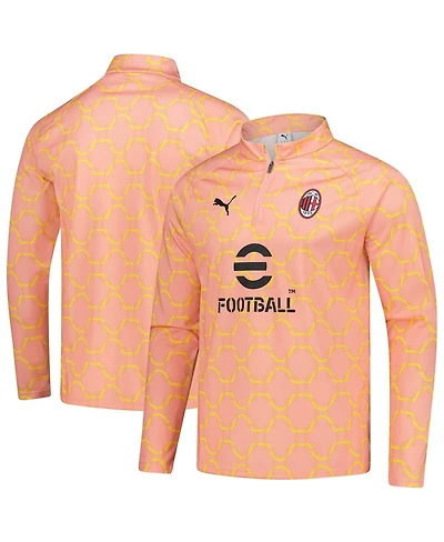 Puma Men's Light Orange Ac Milan 2025/26 Pre-Match DryCELL Quarter-Zip Sweatshirt