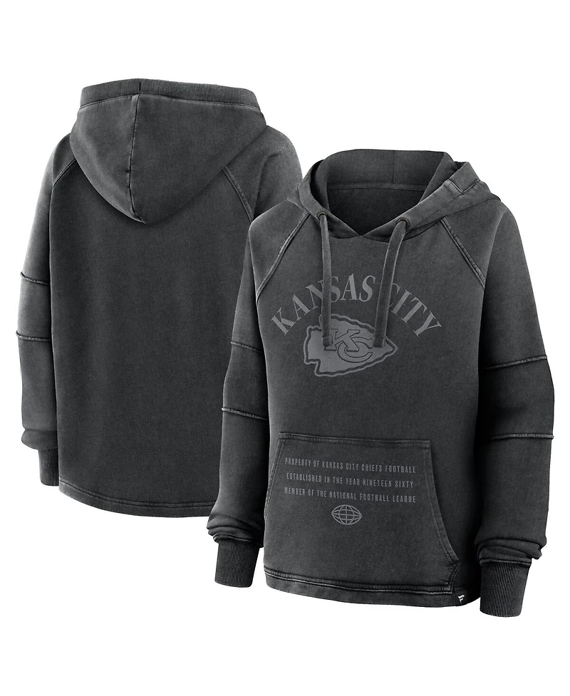 Fanatics Women's Black Kansas City Chiefs Oversized Raglan Gridiron Hoodie