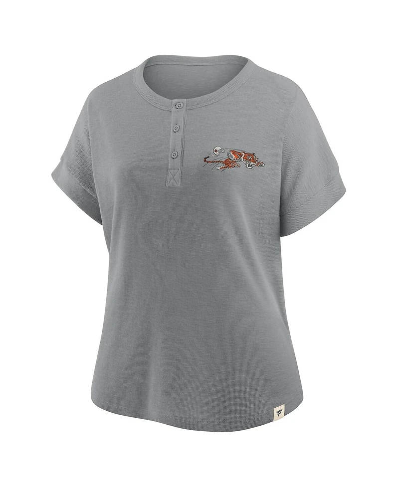 Fanatics Women's Heather Gray Cincinnati Bengals Oversized Hometown Premium Henley Shirt