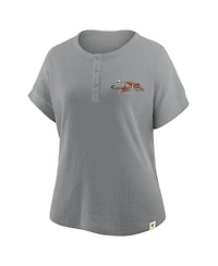 Fanatics Women's Heather Gray Cincinnati Bengals Oversized Hometown Premium Henley Shirt