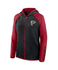 Fanatics Women's Black/Red Atlanta Falcons Redzone End Around Pass Raglan Full-Zip Hoodie