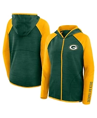 Fanatics Women's Green/Gold Green Bay Packers Redzone End Around Pass Raglan Full-Zip Hoodie