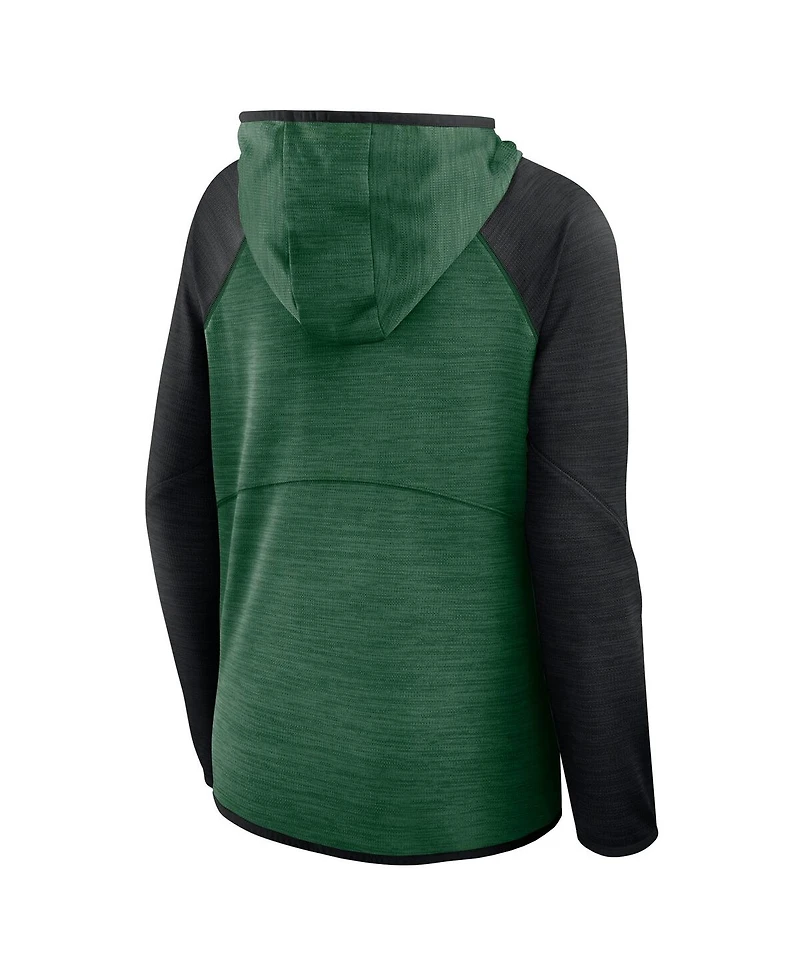 Fanatics Women's Green/Black New York Jets Redzone End Around Pass Raglan Full-Zip Hoodie