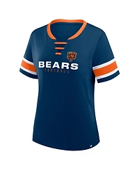 Fanatics Women's Navy Chicago Bears Redzone Draw Play Athena Lace-Up T-Shirt