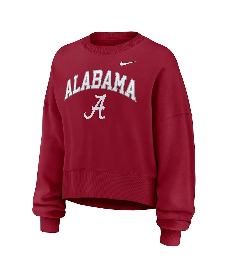 Nike Women's Crimson Alabama Tide Oversized Phoenix Arch Pullover Sweatshirt
