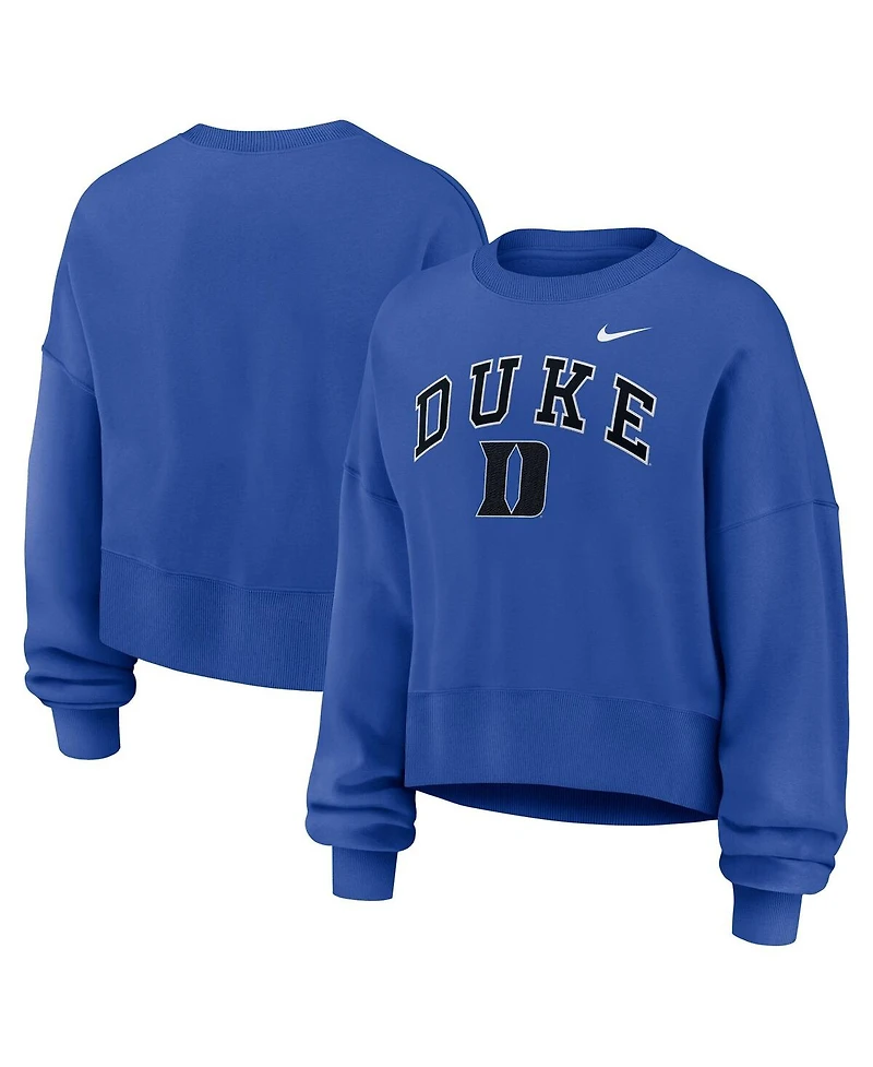 Nike Women's Royal Duke Blue Devils Oversized Phoenix Arch Pullover Sweatshirt