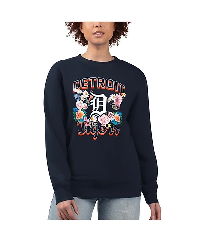 G-iii 4Her by Carl Banks Women's Navy Detroit Tigers Flowers Graphic Pullover Sweatshirt