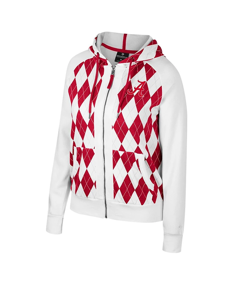 Colosseum Women's White Alabama Crimson Tide The Dealio Argyle Full-Zip Jacket