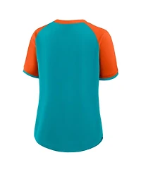 Fanatics Women's Aqua/Orange Miami Dolphins Height Advantage T-Shirt