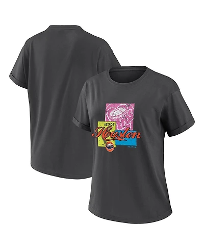 Wear by Erin Andrews Women's Charcoal Houston Astros Domestic Box Color Boyfriend T-Shirt