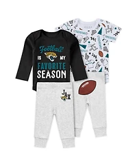 Wear by Erin Andrews Baby Boys and Girls 3-Piece Jacksonville Jaguars Turn Me Around Bodysuits Pant Set