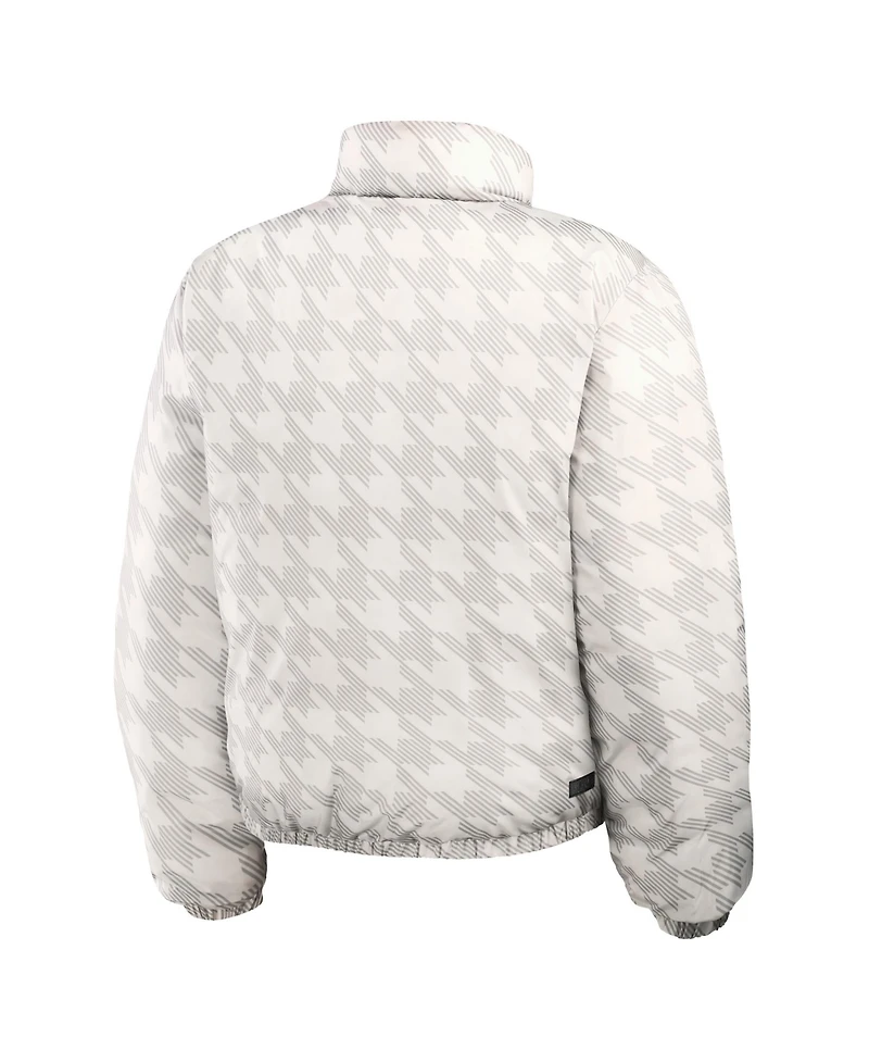 Wear by Erin Andrews Women's Brown/White Cleveland Browns Reversible Cropped Full-Zip Puffer Jacket