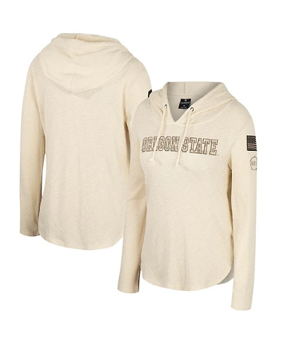 Colosseum Women's Cream Oregon State Beavers Oht Military Appreciation Casey Raglan Long Sleeve Hoodie T-Shirt