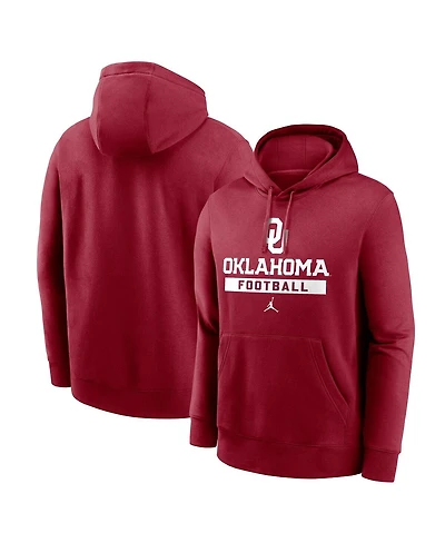 Jordan Men's Crimson Oklahoma Sooners Football Stack Club Fleece Pullover Hoodie