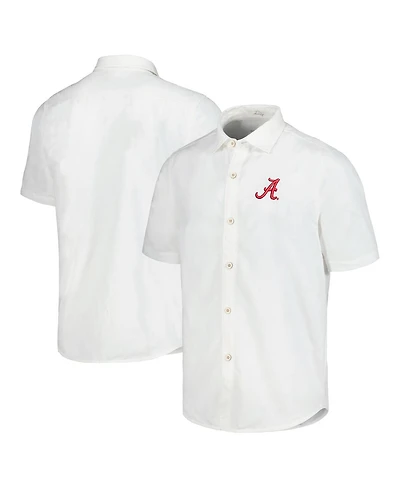 Tommy Bahama Men's White Alabama Crimson Tide Coconut Point Palm Vista IslandZone Camp Button-Up Shirt