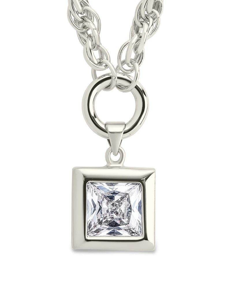 Sterling Forever Bess Cubic Zirconia Statement Chain Necklace