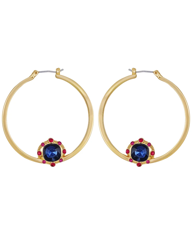 Guess Glass Stones Gold-Tone Hoop Earrings