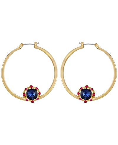 Guess Glass Stones Gold-Tone Hoop Earrings