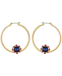 Guess Glass Stones Gold-Tone Hoop Earrings