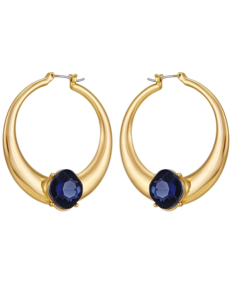 Guess Glass Stone Gold-Tone Hoop Earrings