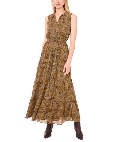 1.state Women's Tie Neck Tiered Sleeveless Dress