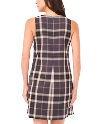1.state Women's Plaid Print Sleeveless Scoop Neck Mini Shift Dress