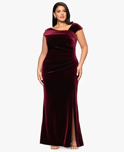 Xscape Plus Cap Sleeves Maxi Dress