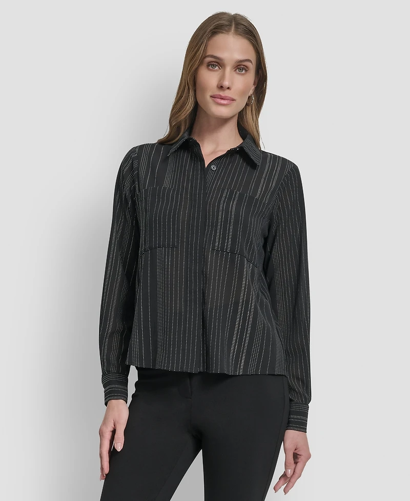 Dkny Women's Embellished Collared Shirt