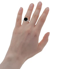 Macy's Onyx (3-1/2ct. t.w.) and Lab Grown White Sapphire (1/10 ct. t.w.) Ring in Sterling Silver