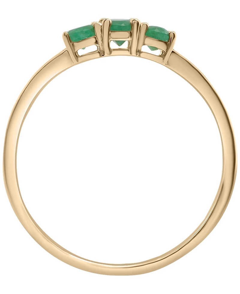 Macy's Three Oval Emerald (1/2 ct. t.w.) Ring in 14K Gold-Plated Over Sterling Silver