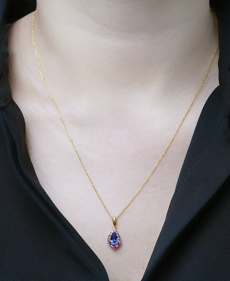 Macy's Women's 2-Piece Set Tanzanite (1-3/8 ct. t.w.) and Amethyst (5/8 ct. t.w.) Pendant Neckless with Matching Earrings in 14K Gold-Plated Over Ster