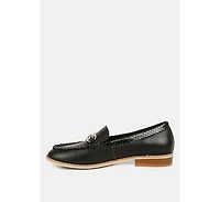 Holda Womens Horsebit Embellished Loafers With Stitch Detail