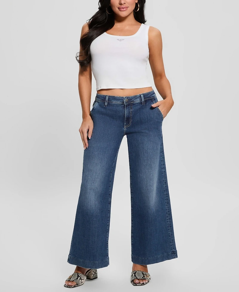 Guess Women's Zoya Wide-Leg Faded High-Rise Jeans