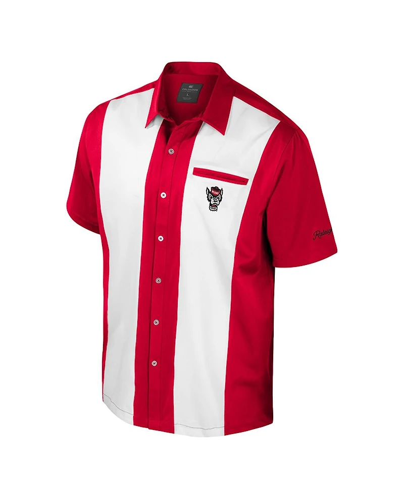 Colosseum Men's Red Nc State Wolfpack Strike Bowling Button-Up Shirt