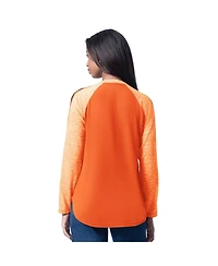 G-iii 4Her by Carl Banks Women's Orange Baltimore Orioles Top Dog Raglan Long Sleeve V-Neck T-Shirt