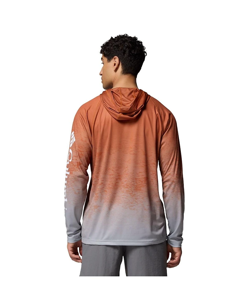 Columbia Men's Burnt Orange Texas Longhorns Pfg Gradient Water Super Terminal Tackle Hoodie Omni-Wick T-Shirt