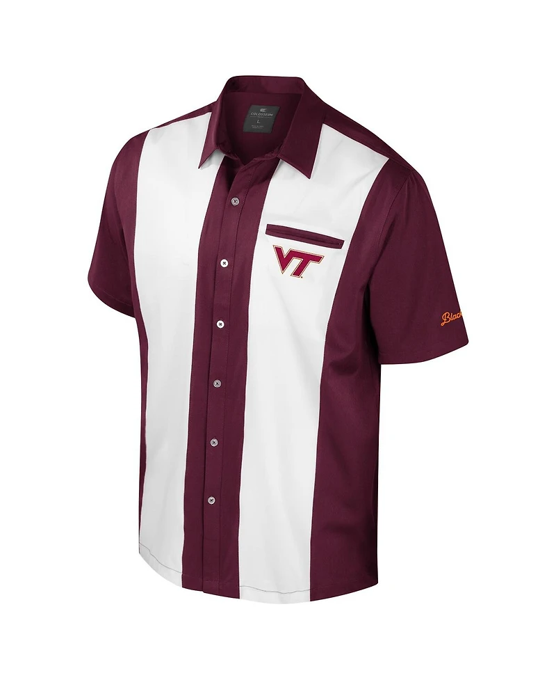 Colosseum Men's Maroon Virginia Tech Hokies Strike Bowling Button-Up Shirt
