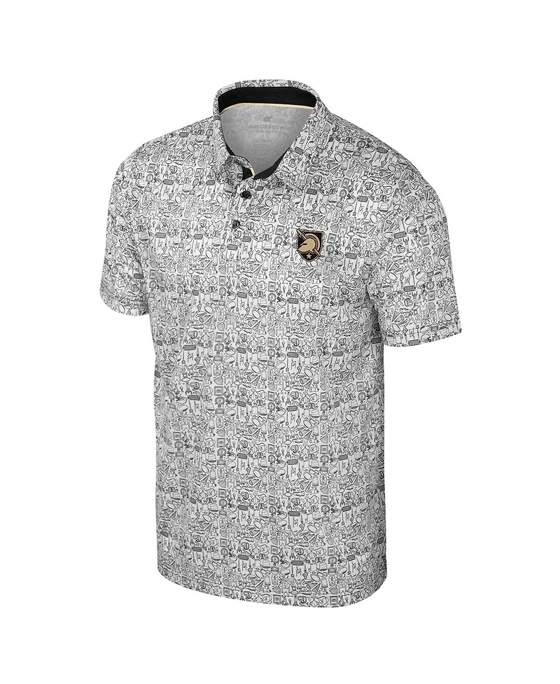 Colosseum Men's White Army Black Knights It's Time Allover Print Polo Shirt