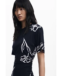 Desigual Women's Asymmetric dress with floral strokes
