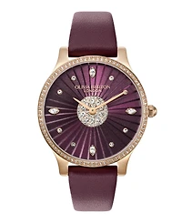 Olivia Burton Women's Beaulieu Cherry Leather Strap Watch, 36mm