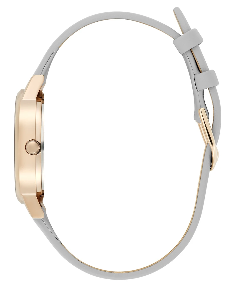Olivia Burton Women's Illustrated Floral Earl Gray Calfskin Leather Strap Watch, 30mm