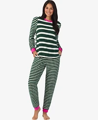 Cuddl Duds Women's 2-Piece Stretch Fleece Long Sleeve Jogger Pajama Set