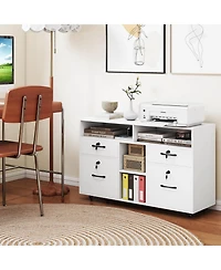 Costway File Cabinet with Lock 4 Drawers Fits Files A4/Letter Size Adjustable Shelf