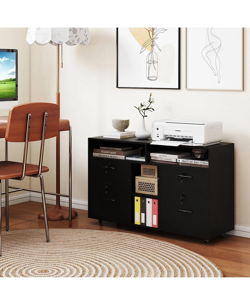 Costway File Cabinet with Lock 4 Drawers Fits Files A4/Letter Adjustable Shelf