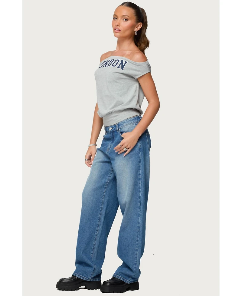 Edikted Women's Rorie Mid Rise Straight Leg Jeans