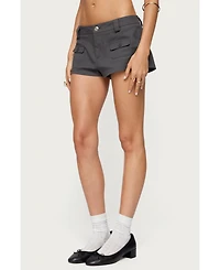 Edikted Womens Studded Belt Denim Micro Shorts