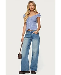 Edikted Women's Dorothie Gingham Button Up Top
