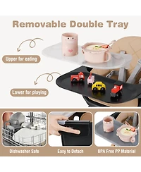 Costway 6-in-1 Convertible Wooden Baby Highchair Infant Feeding Chair w/ Removable Tray