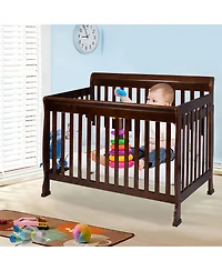 Costway Toddler Coffee Pine Wood Bed Crib Nursery
